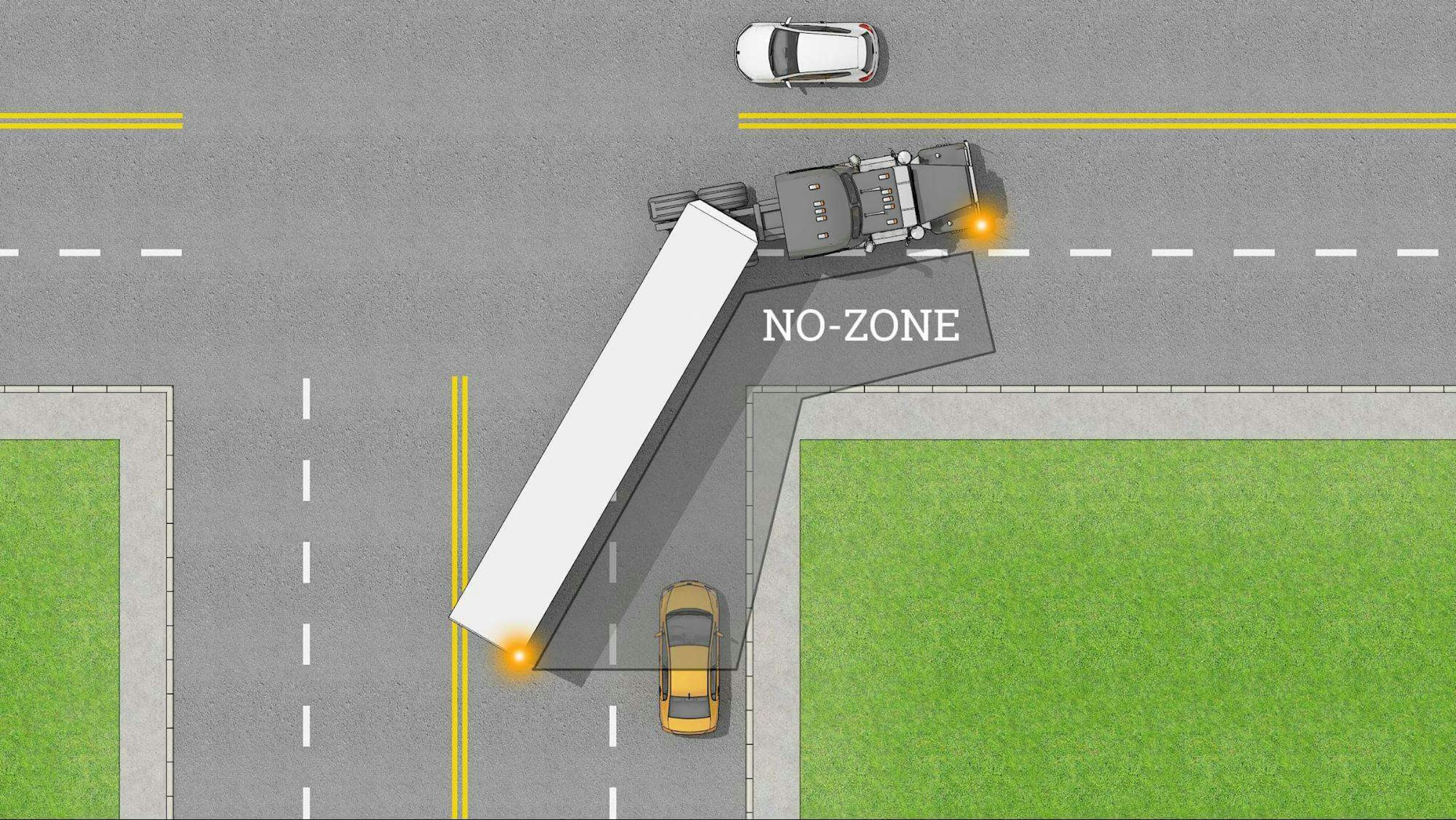 Truck making a wide turn