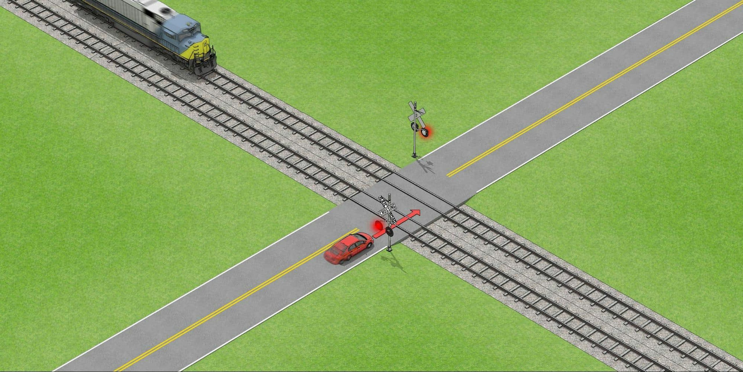 Never race a train! Trains move fast and cannot stop quickly.