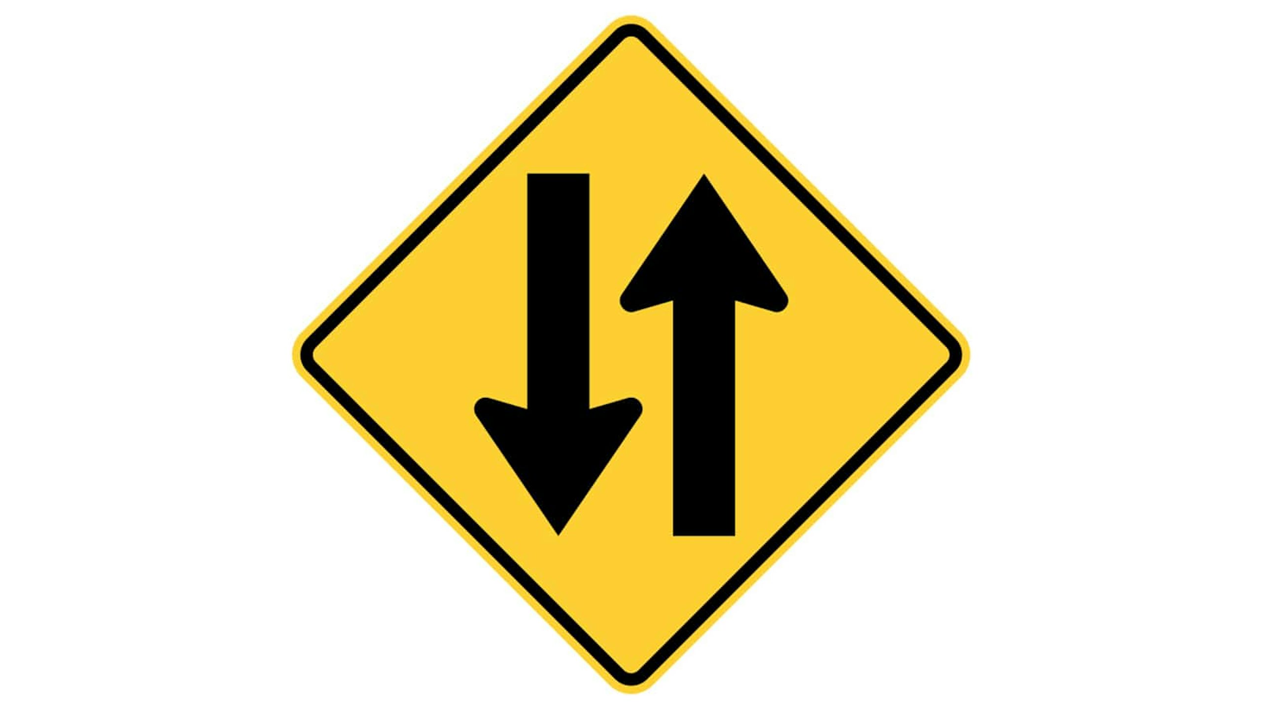Warning sign Two-Way Traffic