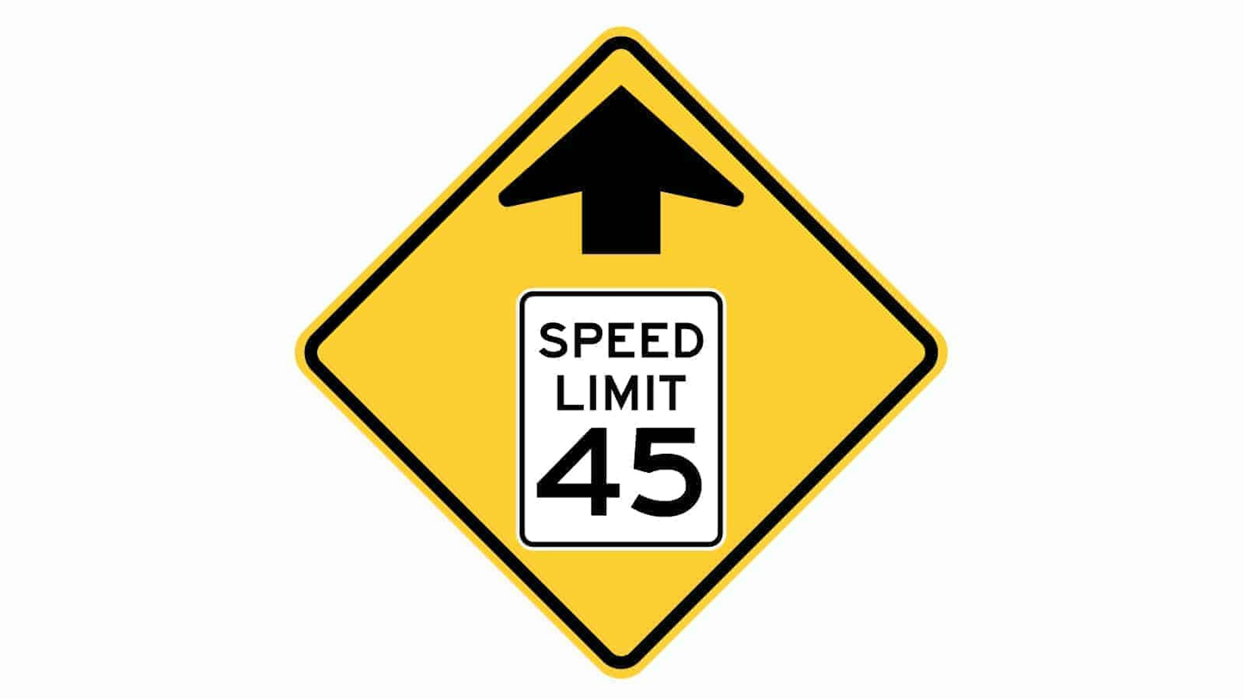 Warning sign speed limit sign ahead