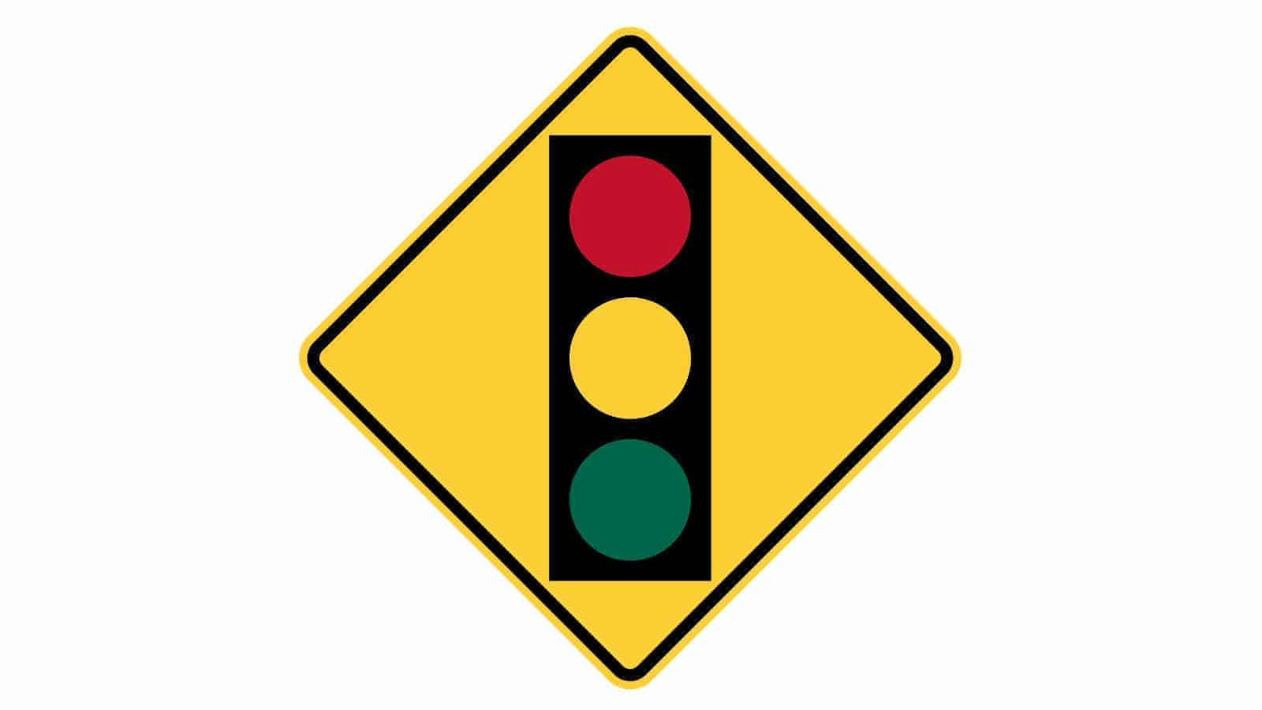 Warning sign traffic lights ahead