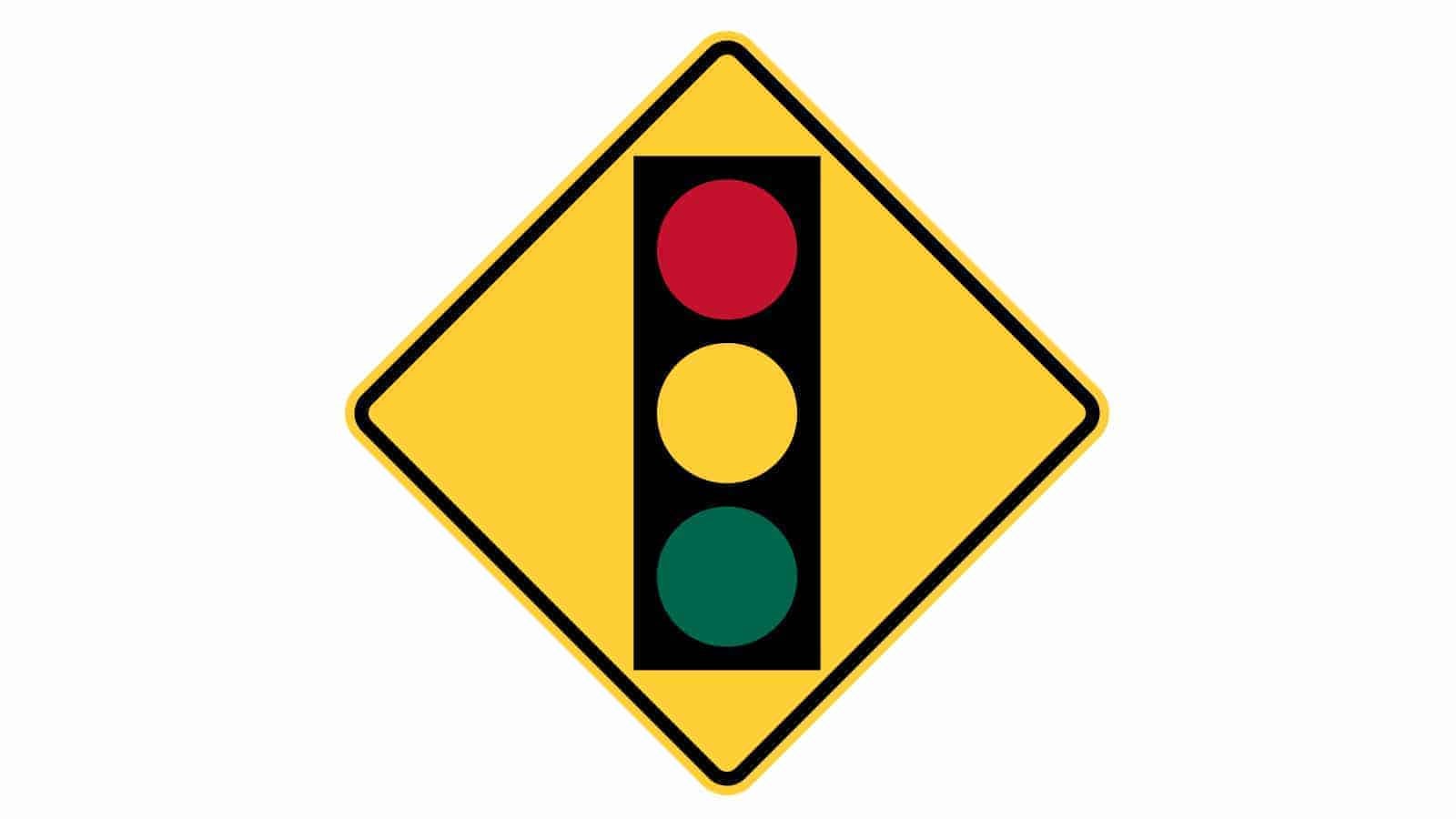 Warning sign traffic lights ahead