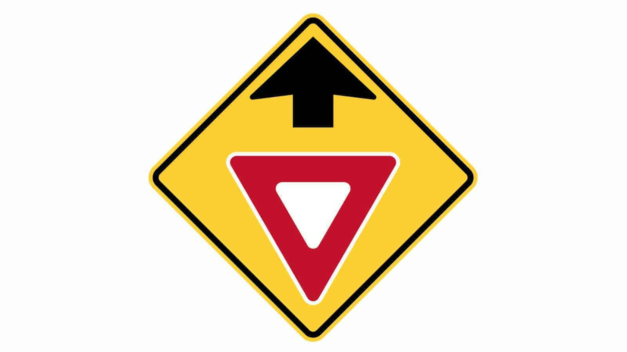 Warning sign yield sign ahead