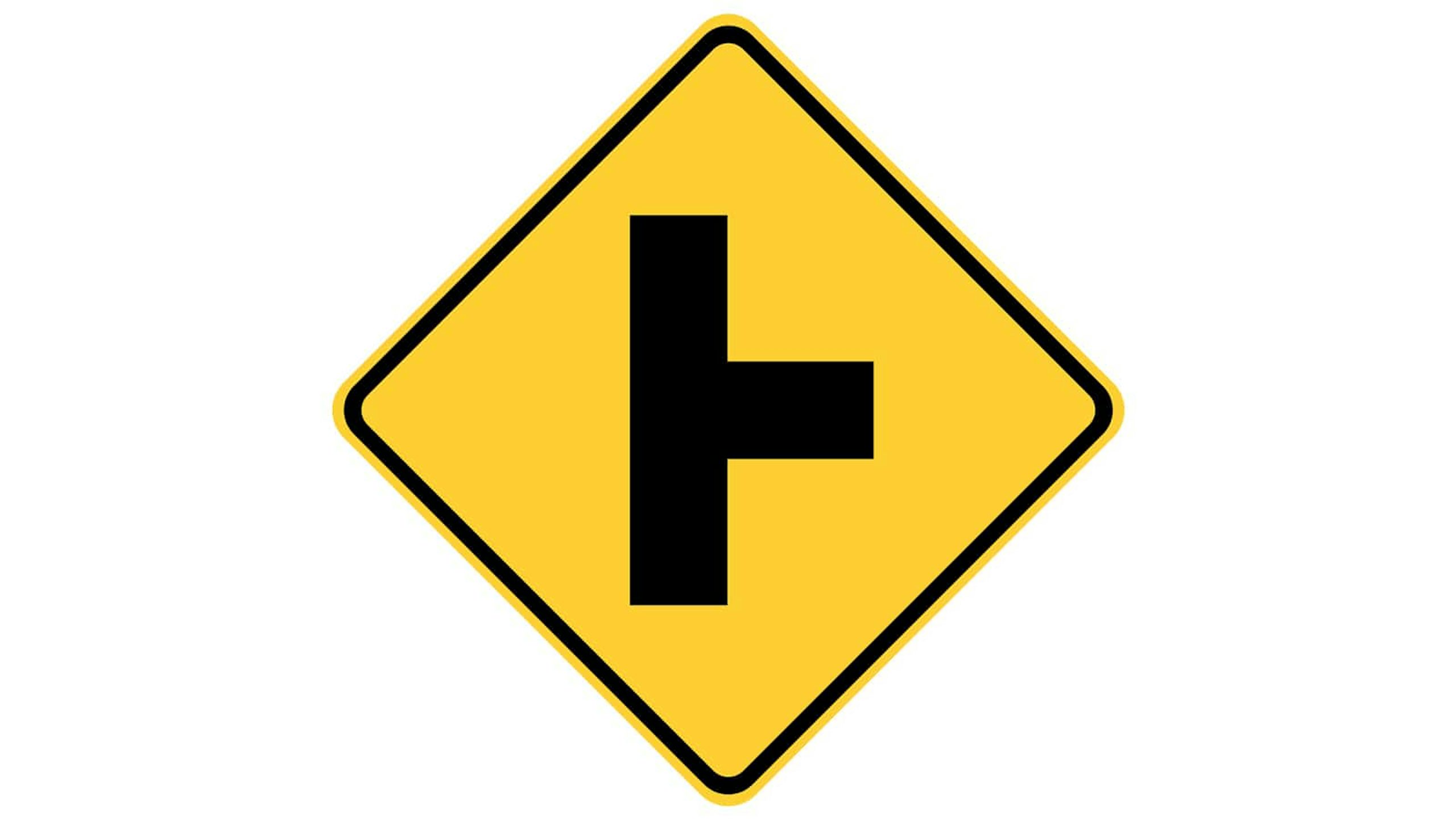 Warning sign Side Road at Perpendicular Angle