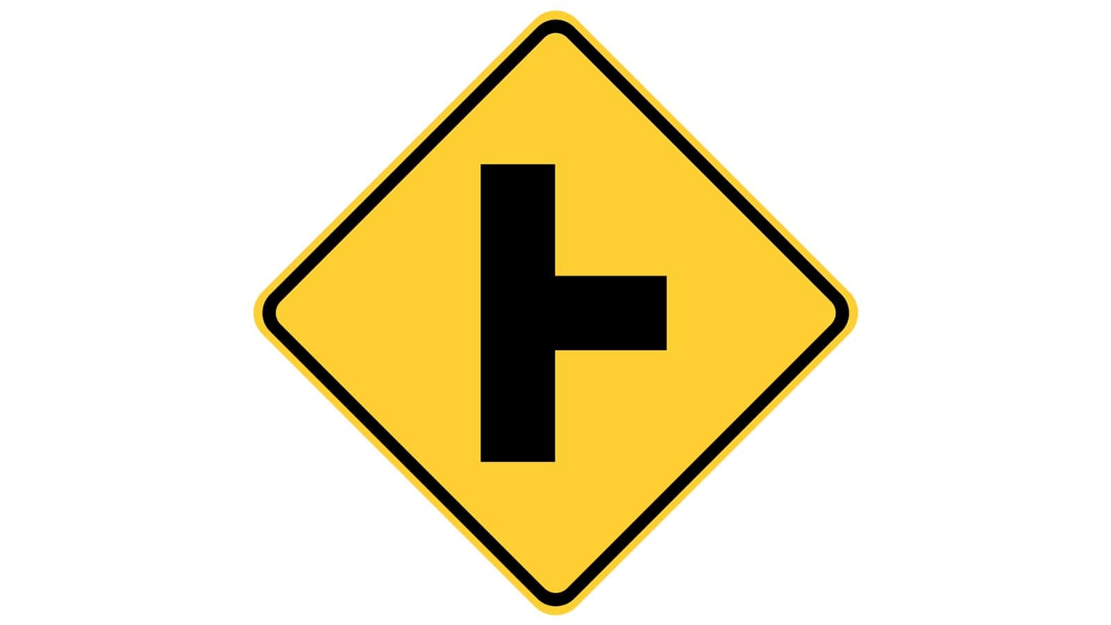 Warning sign Side Road at Perpendicular Angle