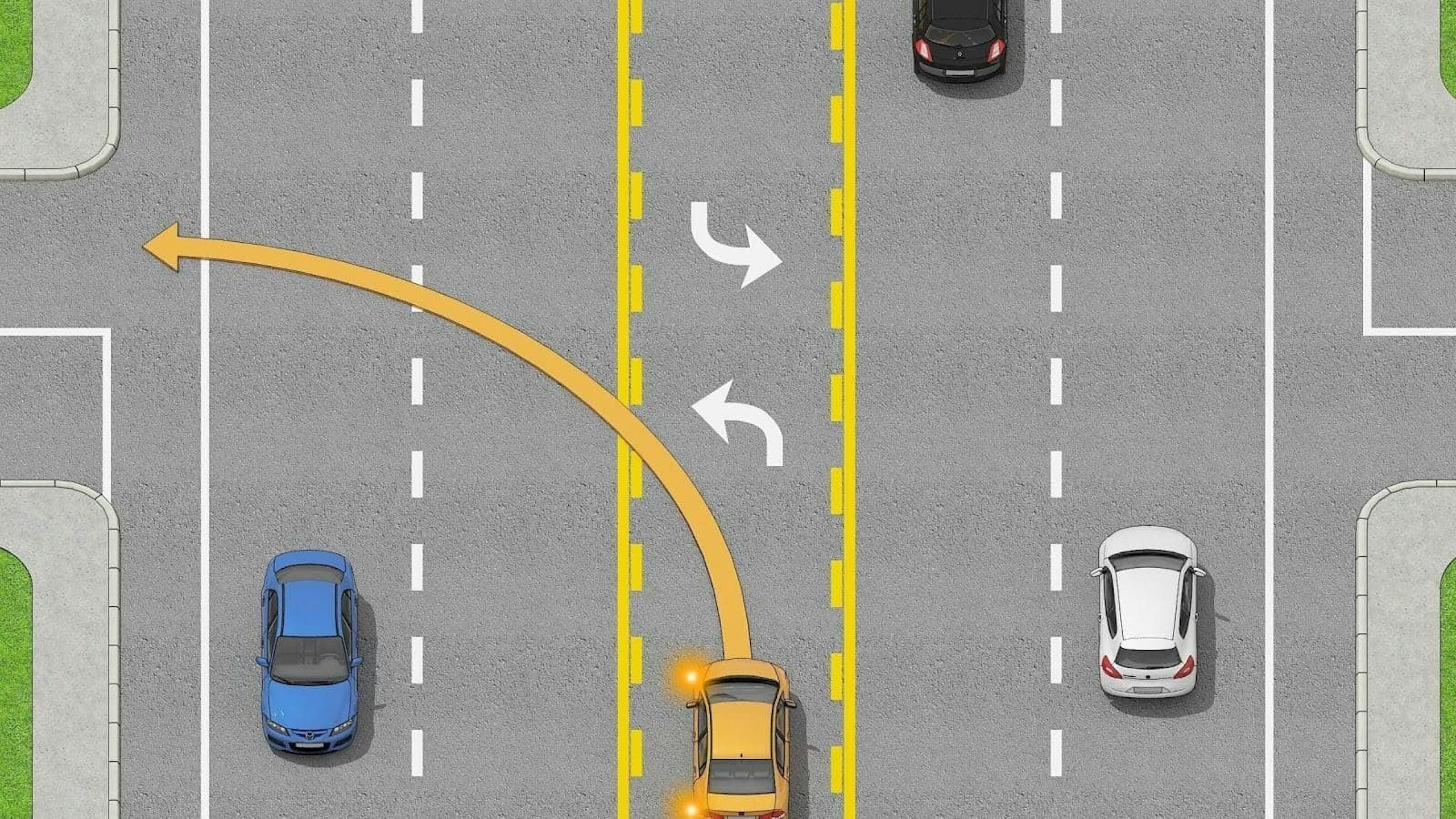 When in the turn lane, stay within the lines so you don’t block other traffic
