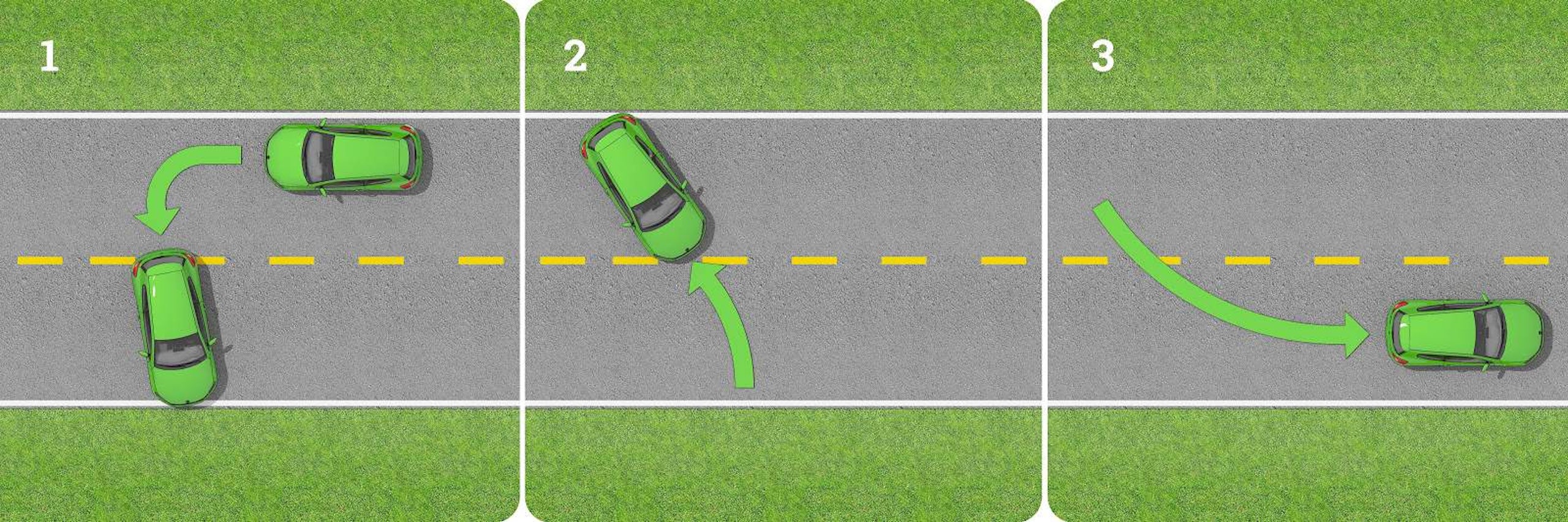 car making a three point turn 
