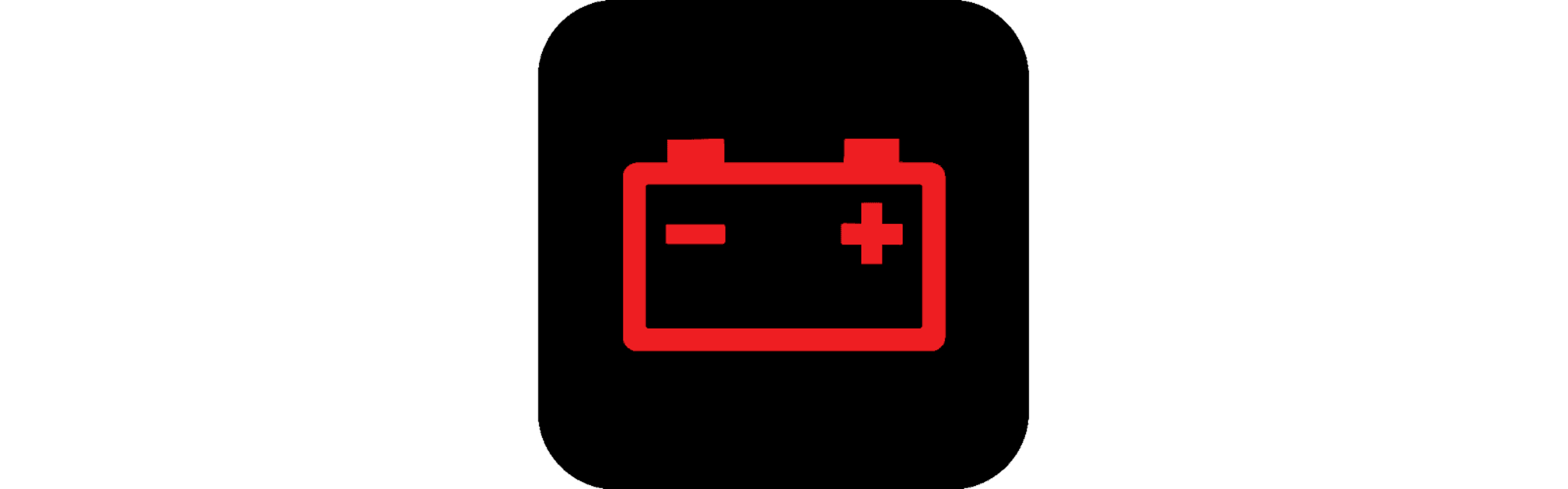 battery dashboard warning light on a black background