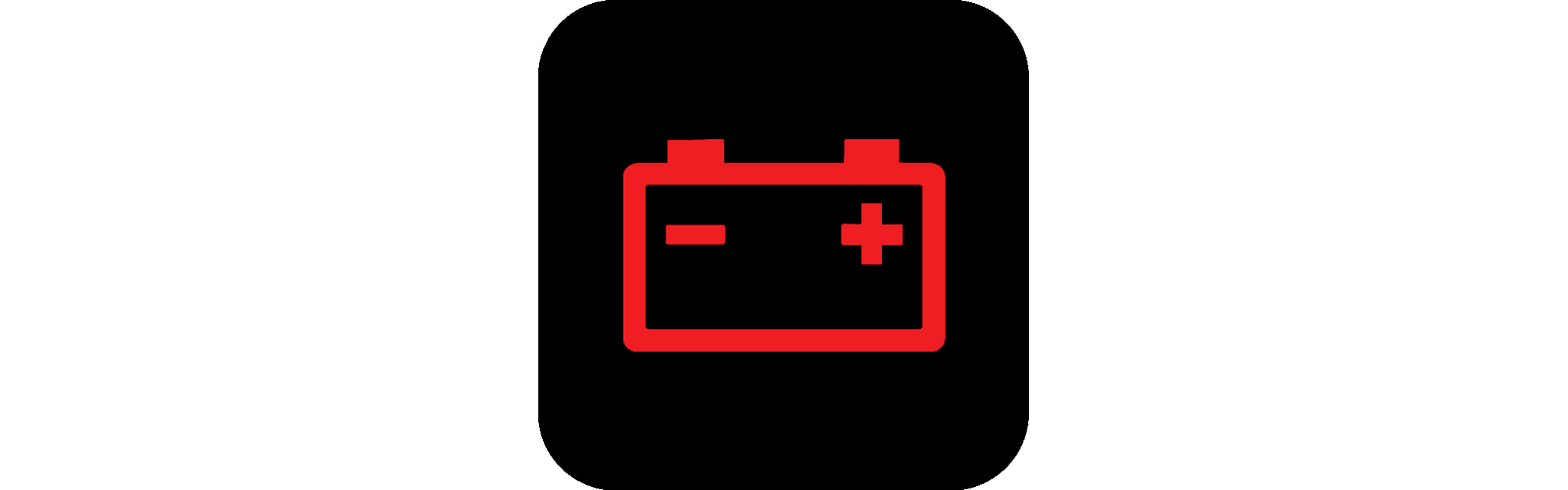 battery dashboard warning light on a black background