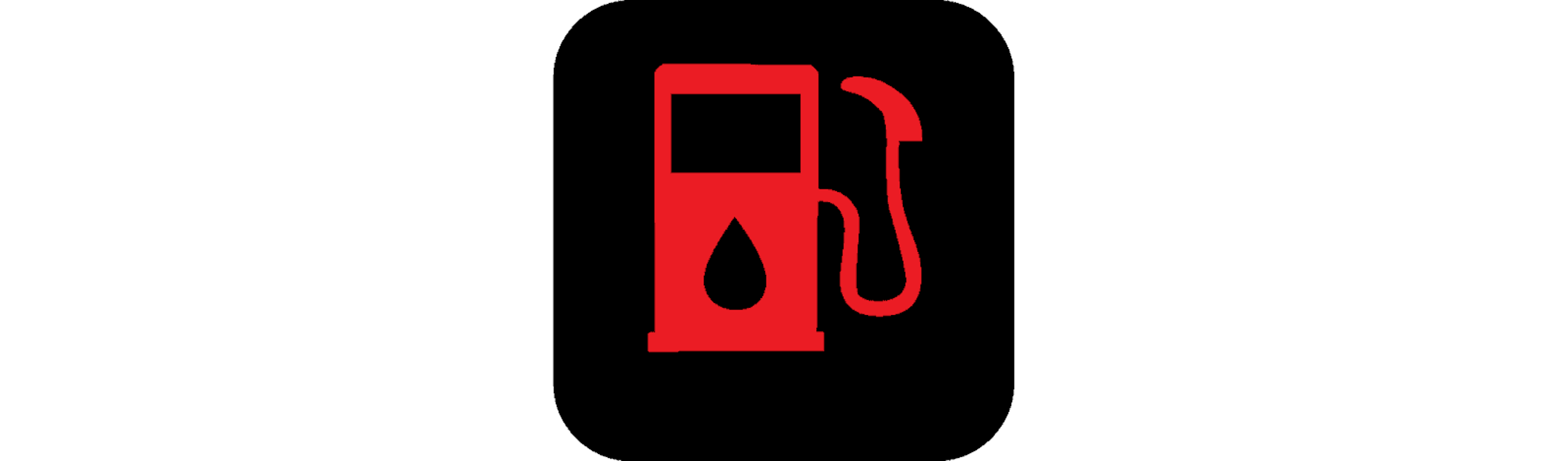 low fuel warning light on a black background 
