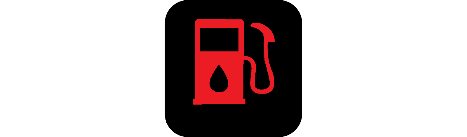 low fuel warning light on a black background