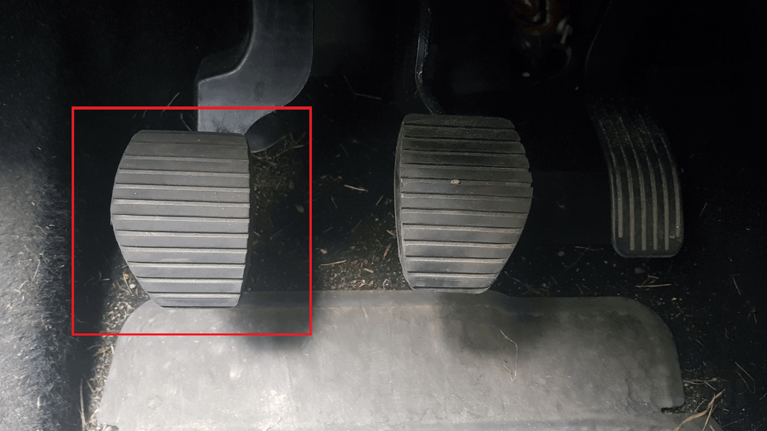 The clutch pedal is always the pedal furthest to the left