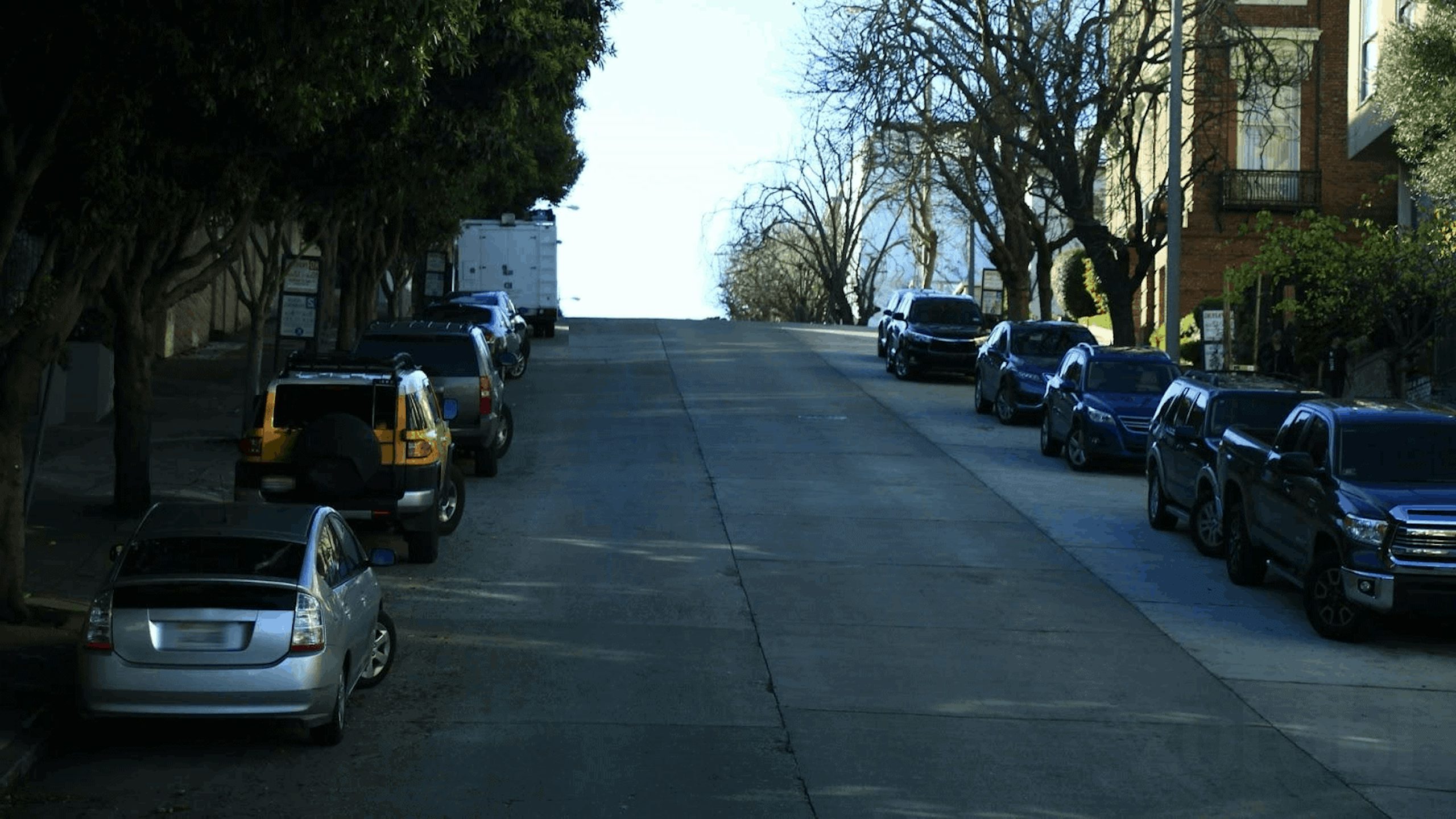 Parked on a hill or slope