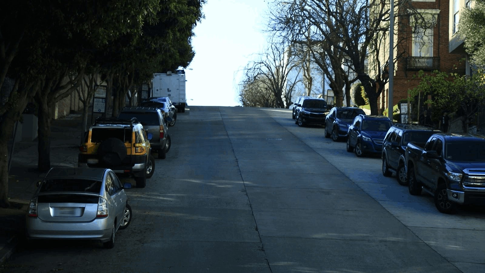 Parked on a hill or slope